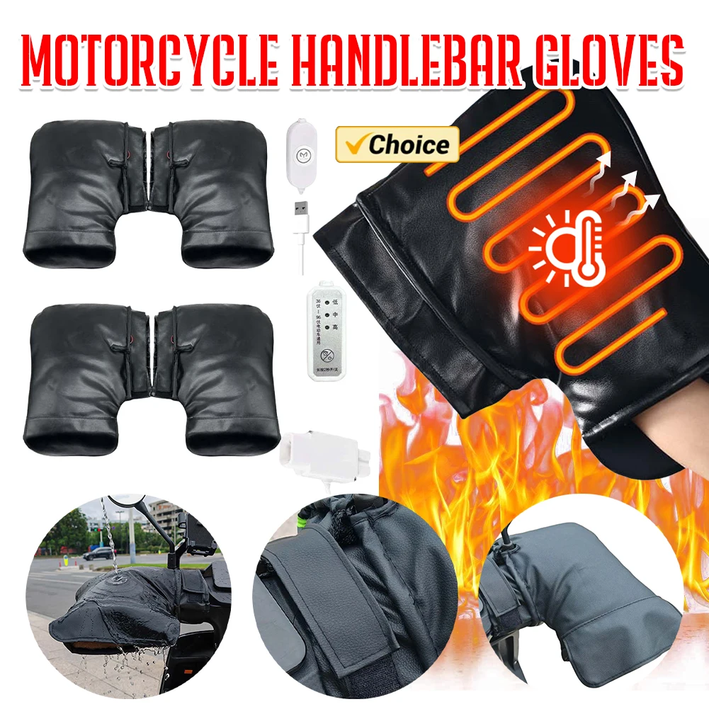 Heated Gloves Electric - Elektrische Heizung, Lenkerhandschuhe, 3-stufige Einstellung, Motorrad-Heizung,