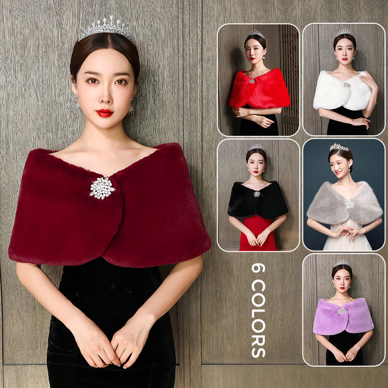 Winter Clothing Pk - Frauen Braut Schal Hochzeit Cape Kunstpelz