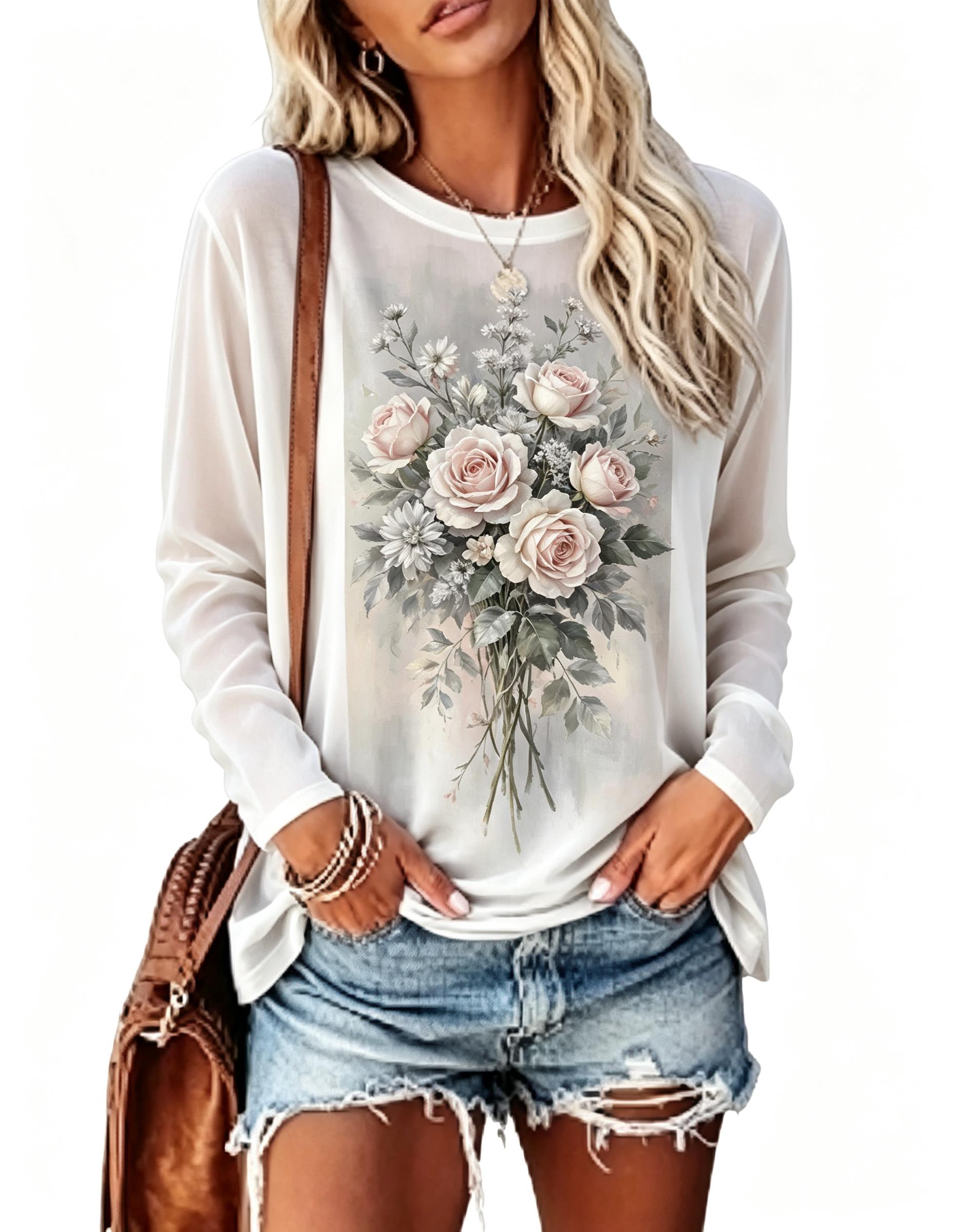 Damen Langarm-T-Shirt Vintage  – Winter Clothing For Women Bewertung und Preis