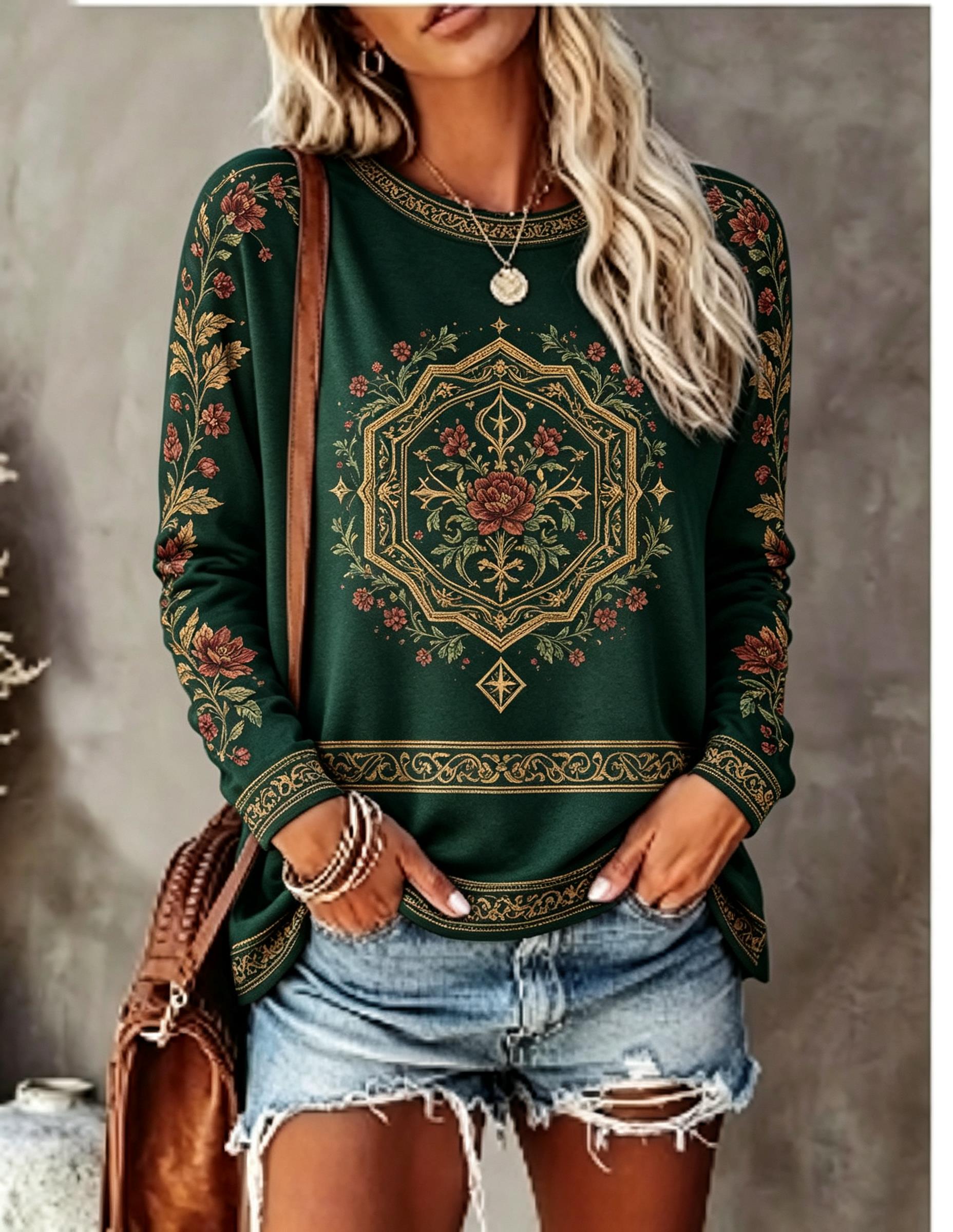 Damen-T-Shirt mit Rundhalsauss – Winter Clothing For Women Bewertung und Preis