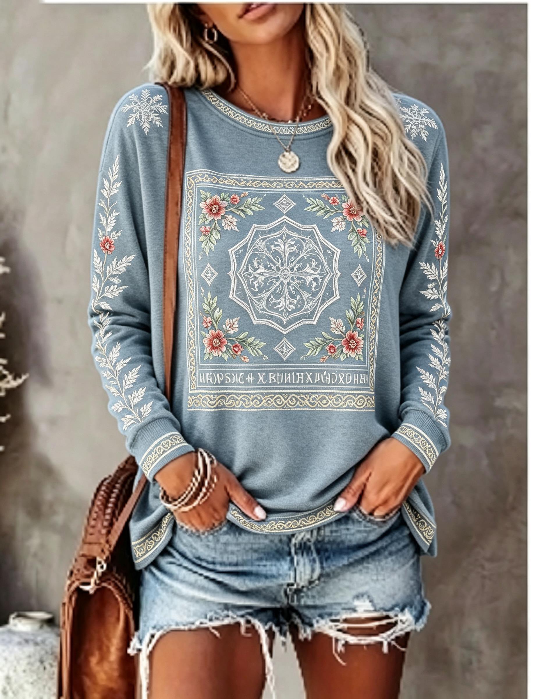 Damen-T-Shirt mit Rundhalsauss – Winter Clothing For Women Bewertung und Preis