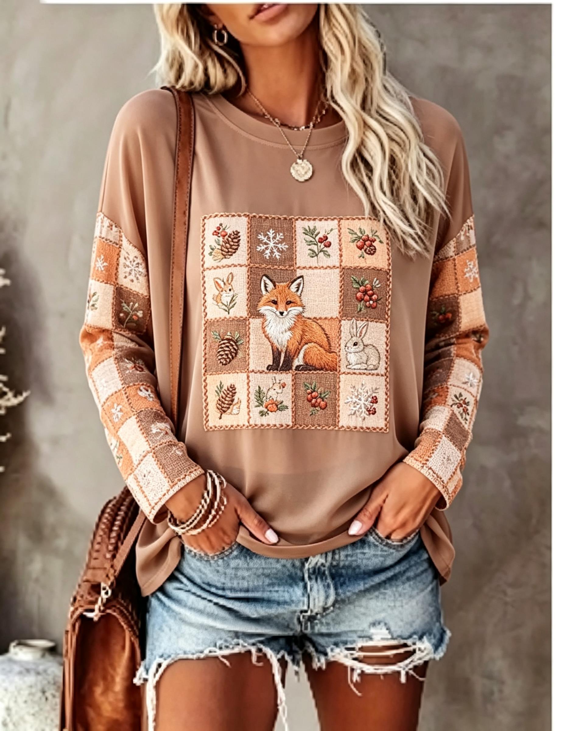 Damen-Langarm-T-Shirt mit Fuch – Winter Clothing For Women Bewertung und Preis